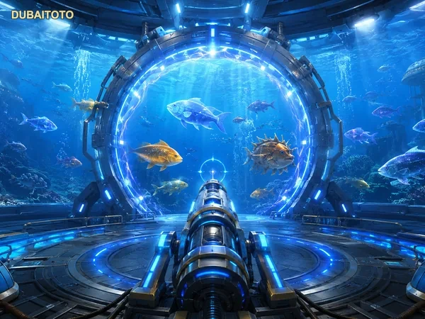Layar permainan Happy Fishing saat pemain membidik ikan